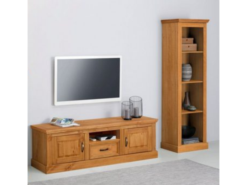 Rack com 1,60 metros com 1 gaveta 2 portas e nicho para sala de Tv na cor cera / Coleção England